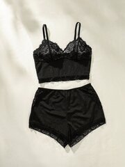 Klassinen Sexy Contrast Lace Alusvaatteet Set · Black·XL hinta ja tiedot | Naisten alushousut | hobbyhall.fi