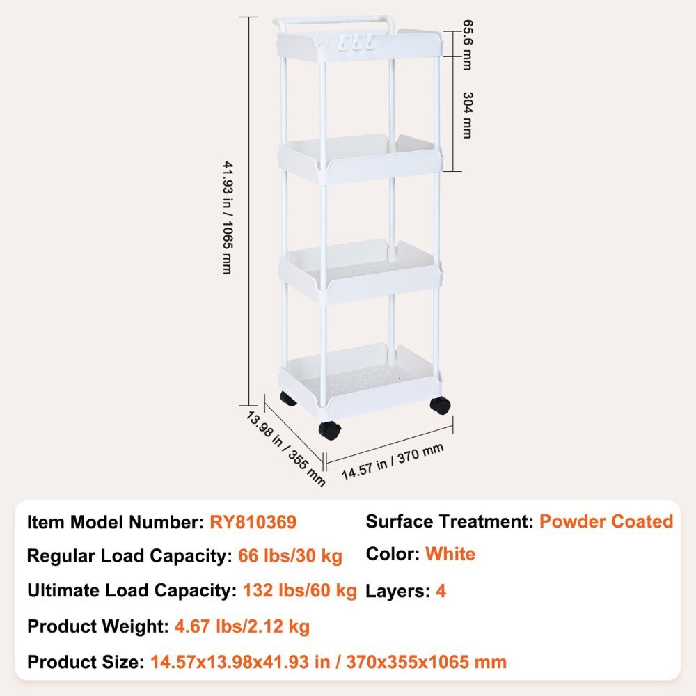 4-tasoinen keittiökärry Vevor, 106x35x37 mm hinta ja tiedot | Keittiön kaapit | hobbyhall.fi