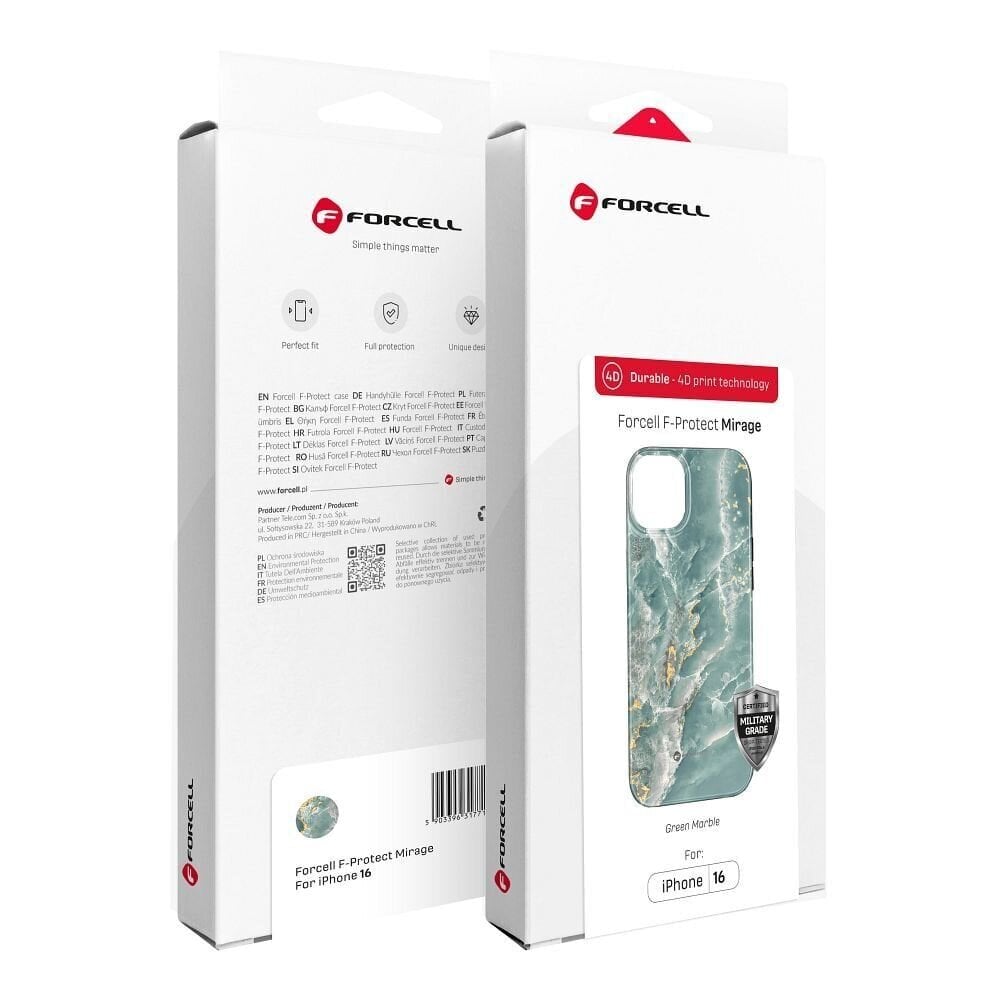 Forcell F-Protect Mirage MagSafe iPhone 16 Pro Max - Vihreä marmori hinta ja tiedot | Puhelimen kuoret ja kotelot | hobbyhall.fi