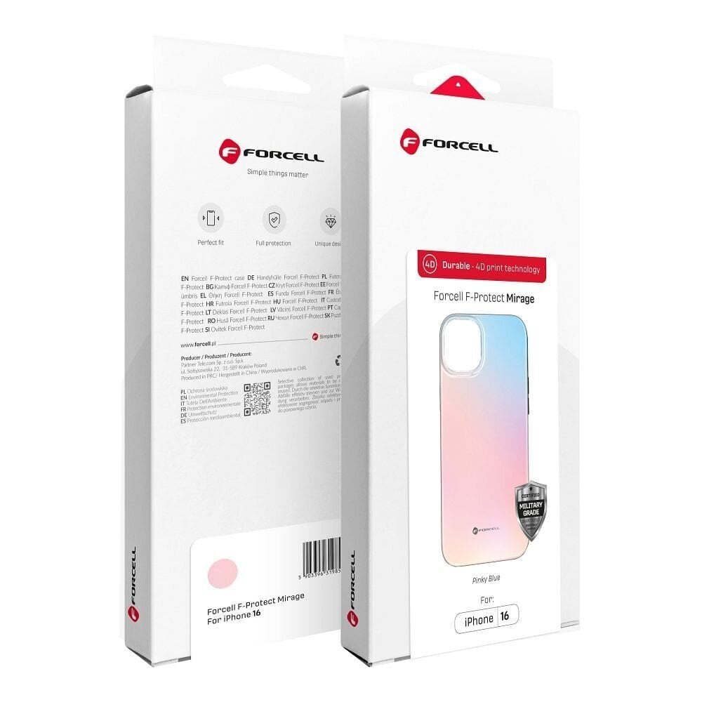 Forcell F-Protect Mirage MagSafe iPhone 16 Pro - Vaaleanpunainen sininen hinta ja tiedot | Puhelimen kuoret ja kotelot | hobbyhall.fi