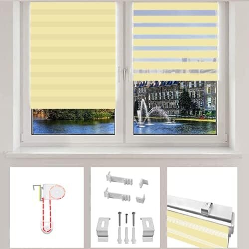 Eurohome Kaksoiskaihtimet Ilman Porausta Beige 90X150Cm hinta ja tiedot | Rullaverhot | hobbyhall.fi