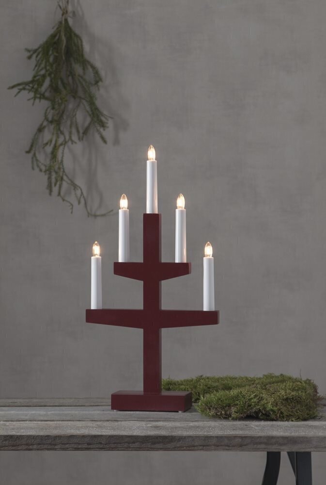 Puinen kynttilänjalka telineessä punainen 15W 24x46cm Trapp 211-05 hinta ja tiedot | Kynttilät ja kynttilänjalat | hobbyhall.fi
