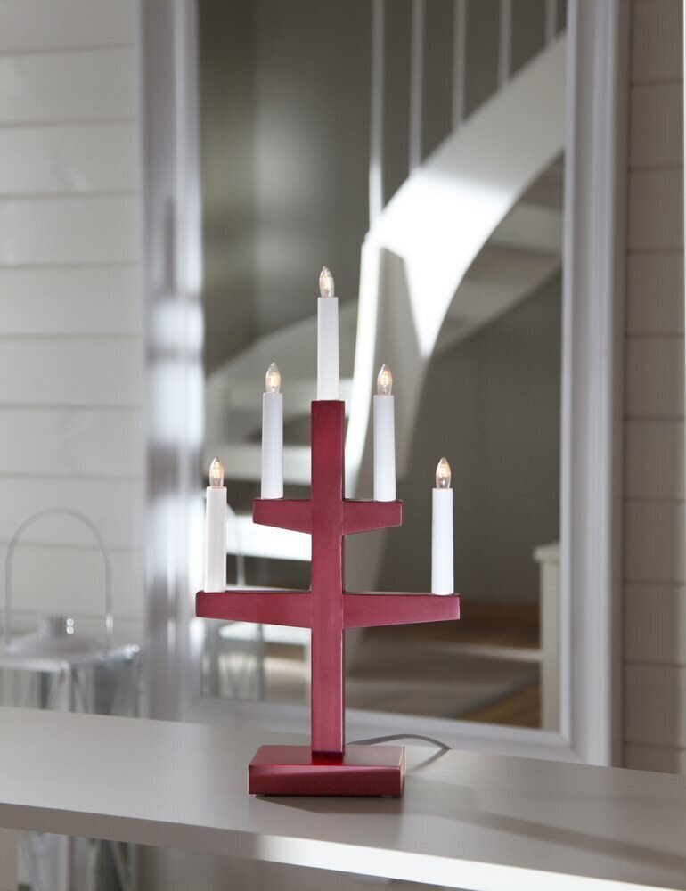Puinen kynttilänjalka telineessä punainen 15W 24x46cm Trapp 211-05 hinta ja tiedot | Kynttilät ja kynttilänjalat | hobbyhall.fi