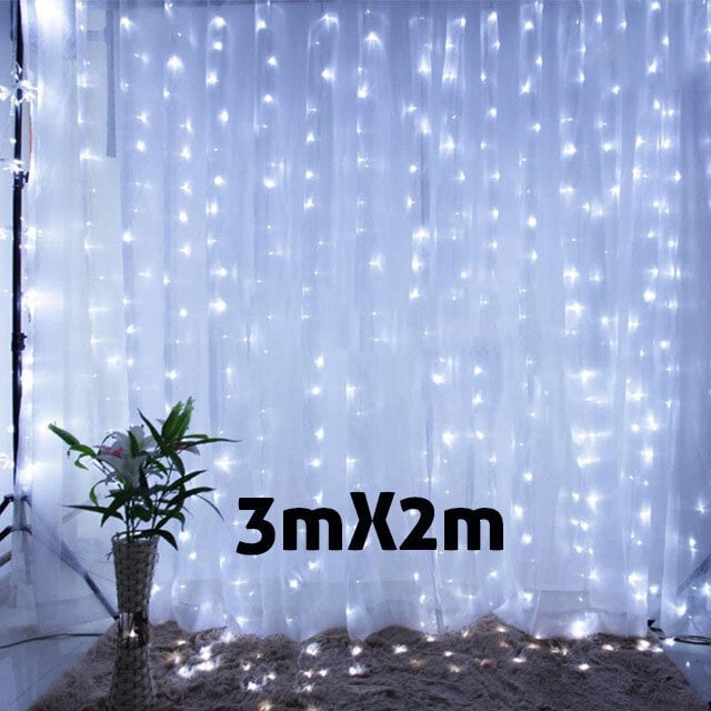 (3mx2m valkoinen) 3M joulukoristeen LED Keiju String Verhovalot Garland Festoon Joulukoristeet kotiin Uusi vuosi 2023 Joulu 2022 Navidad hinta ja tiedot | Joulukoristeet | hobbyhall.fi