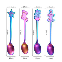 (4kpl lusikka värikäs)4kpl Joulukoristeita kotiin 2023 Joulupöytäkoristeet Ruostumattomat Kahvilusikat Joululahjat Uusi vuosi 2024 Navidad Natal hinta ja tiedot | Joulukoristeet | hobbyhall.fi