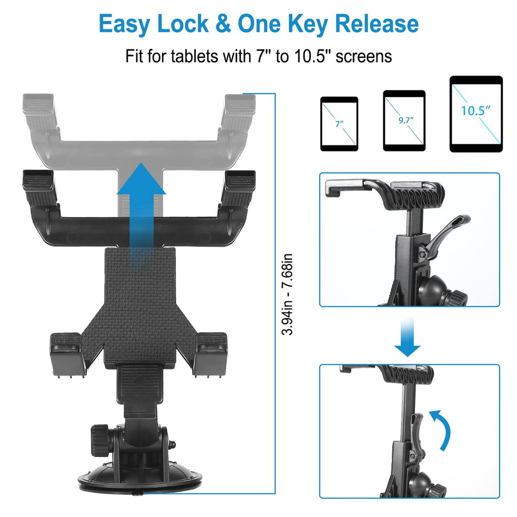 Imountek-Auton Kojelautakiinnike, Yleiskäyttöinen Autopuhelimen Pidike, Kiinnitysvarsi, Mobiilipidike Jalusta Tablet-Puhelimille, Gps (7-10,1 Tuumaa) hinta ja tiedot | Puhelintelineet | hobbyhall.fi