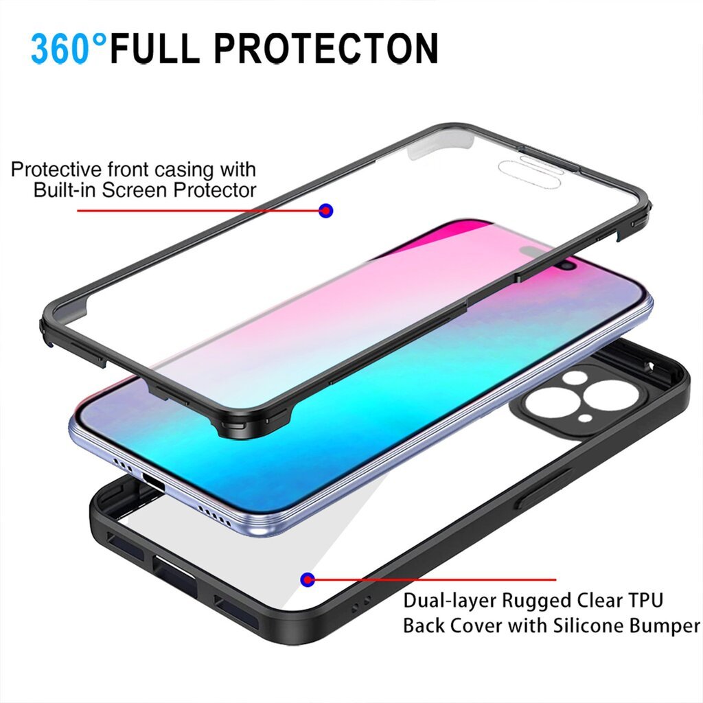 Omo 360° koko vartaloa suojaava iskunkestävä puhelinkuoren suojakuori 15 Dual Layer Protection -puhelimelle hinta ja tiedot | Puhelimen kuoret ja kotelot | hobbyhall.fi