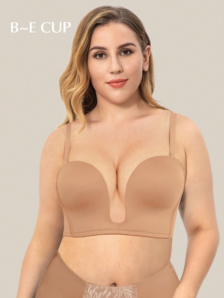 Wingslove Sexy Deep V Push Up -rintaliivit olkaimettomat rintaliivit langattomat rintaliivit·Camel·80E hinta ja tiedot | Rintaliivit | hobbyhall.fi