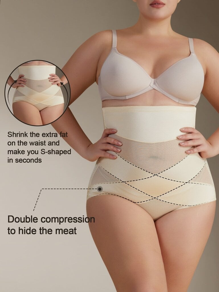 Plus Contrast Mesh Shapewear Sukkahousut·Beige·2XL hinta ja tiedot | Naisten aluspaidat | hobbyhall.fi