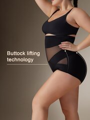 Plus Contrast Mesh Shapewear Sukkahousut·Musta·4XL hinta ja tiedot | Naisten aluspaidat | hobbyhall.fi