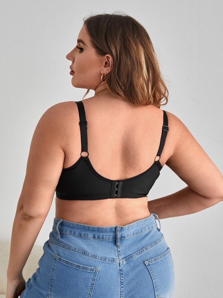 Plus Contrast Lace Wireless Bra·Black·100F hinta ja tiedot | Rintaliivit | hobbyhall.fi