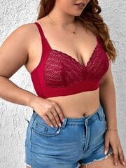 Plus Contrast Lace Langaton Bra·Burgundy·100D hinta ja tiedot | Naisten aluspaidat | hobbyhall.fi