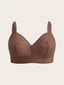 Plus Contrast Lace Wireless Bra·Coffee Brown·105E hinta ja tiedot | Rintaliivit | hobbyhall.fi