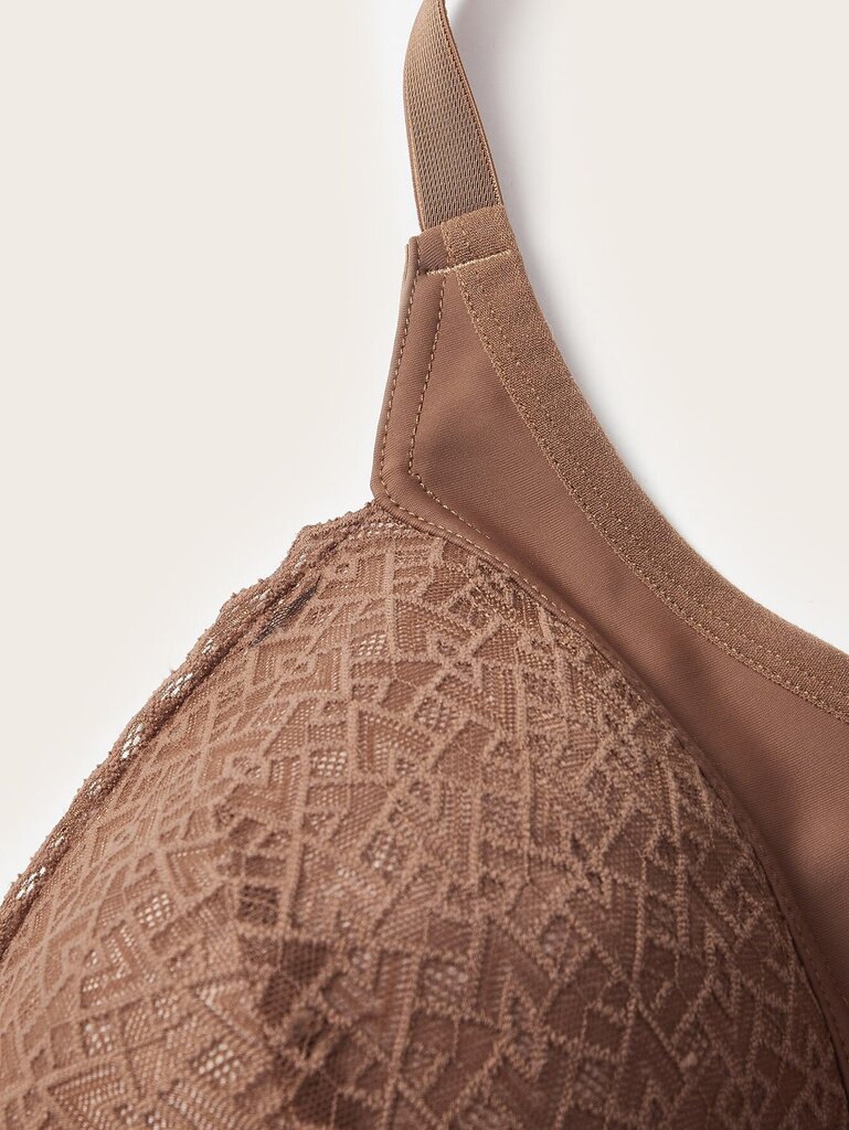 Plus Contrast Lace Wireless Bra·Coffee Brown·95D hinta ja tiedot | Naisten aluspaidat | hobbyhall.fi