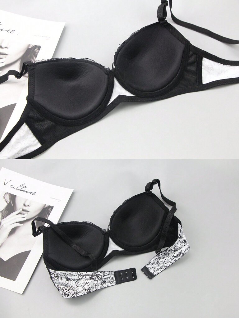 Ranskalaistyylinen värillinen lohkopitsi Patchwork Peasleeves kukkaprintti Sexy Bra·White·85B hinta ja tiedot | Naisten aluspaidat | hobbyhall.fi