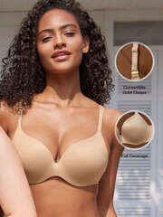 Wingslove naisten Push Up T-paidan rintaliivit saumattomat, pehmustetut Underwired Lift Up Bra·Maroon·80E hinta ja tiedot | Rintaliivit | hobbyhall.fi