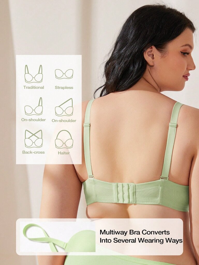 Wingslove Naisten Plus Size Underwire Push Up Olkaimeton Bra·Mint Vihreä·90F hinta ja tiedot | Naisten aluspaidat | hobbyhall.fi