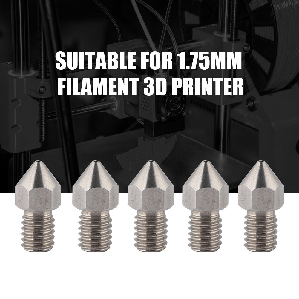 5 kpl 3D-tulostin M6 ruostumattomasta teräksestä valmistettu ekstruuderin suutintulostuspää 1,75 mm filamentille (1,75/0,4 mm) hinta ja tiedot | Tulostustarvikkeet | hobbyhall.fi