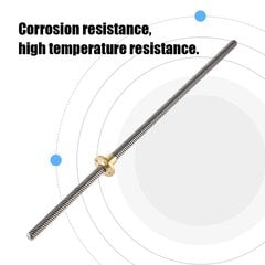 T8 8 mm:n puolisuunnikkaan muotoinen ruostumattomasta teräksestä valmistettu kierretankojohtoruuvi & amp; Messinkimutteri 3D-tulostimelle 330mm hinta ja tiedot | Tulostustarvikkeet | hobbyhall.fi