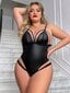 Plus Size Hollow Out Lace Cami Sexy Bodysuit·Musta·2XL hinta ja tiedot | Naisten aluspaidat | hobbyhall.fi