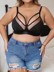 Plus Mesh Insert Cut Out Underwire Bra·Musta·4XL hinta ja tiedot | Naisten aluspaidat | hobbyhall.fi