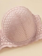 Plus Contrast Lace Scallop Trim Bra·Dusty Pink·110D hinta ja tiedot | Rintaliivit | hobbyhall.fi