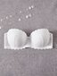 Plus Contrast Lace Scallop Trim Bra·White·85C hinta ja tiedot | Naisten aluspaidat | hobbyhall.fi