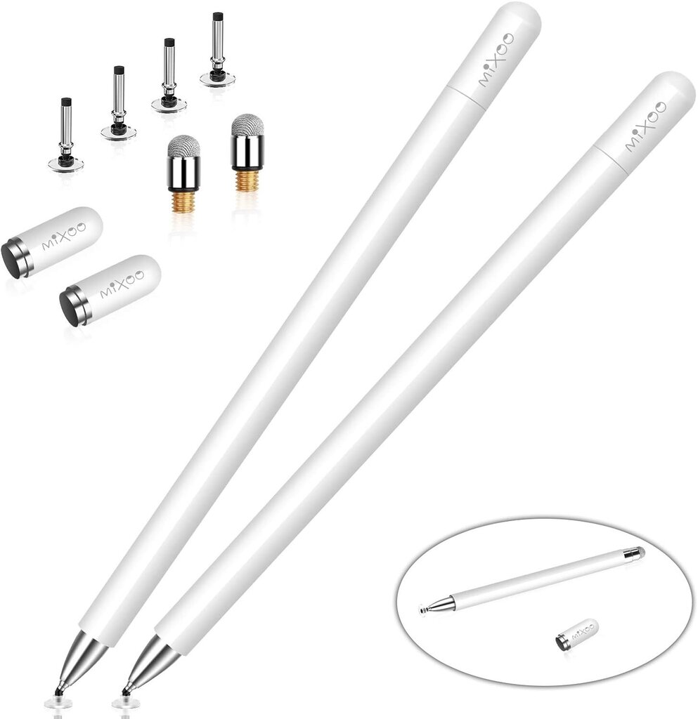 Mixoo Disc Stylus Set - Kosketuksen tarkkuus tyylikkäässä valkoisessa värissä hinta ja tiedot | Kirjoitusvälineet | hobbyhall.fi