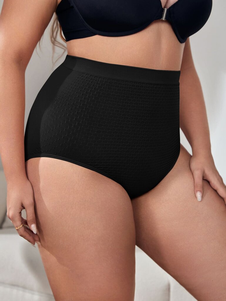 Plus Honeycomb Textured Shapewear pikkuhousut·musta·4XL hinta ja tiedot | Naisten aluspaidat | hobbyhall.fi