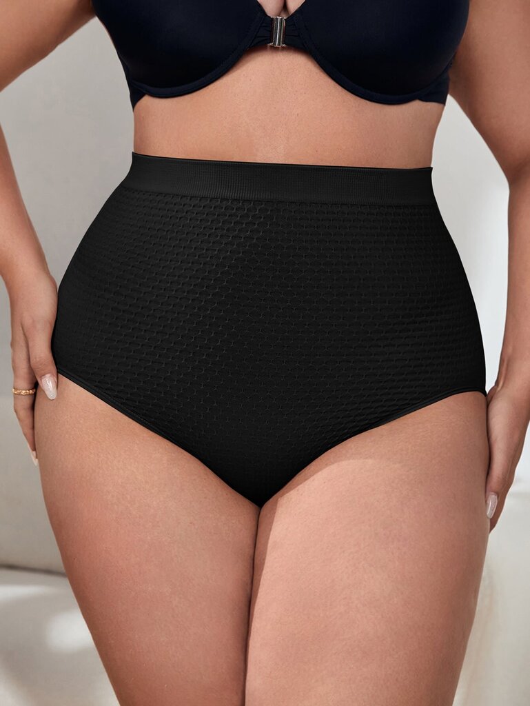 Plus Honeycomb Textured Shapewear pikkuhousut·musta·4XL hinta ja tiedot | Naisten aluspaidat | hobbyhall.fi