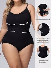 Plus Size Bow Detail Shapewear Medium Stretch Kevyt Bodysuit·Musta·2XL hinta ja tiedot | Naisten aluspaidat | hobbyhall.fi