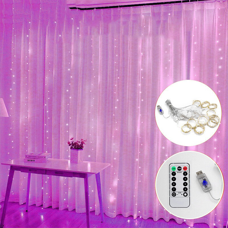 (3Mx2M 200LEDPink)Jouluverho Valo Garland Festoon Hyvää joulua Sisustus kotiin Joulukoristeet Joululahjat Navidad 2022 Uusi vuosi 2023 hinta ja tiedot | Joulukoristeet | hobbyhall.fi