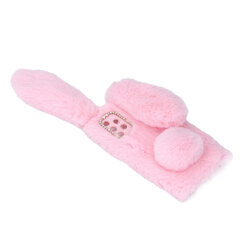 Fluffy Bunny Ear Phone Kotelo Lämmin Smooth Rabbit Fur Cover Cover TPU Pehmeä Puhelimen kuori Suojakotelo Talvi Pink A32 4G:lle hinta ja tiedot | Puhelimen kuoret ja kotelot | hobbyhall.fi