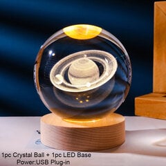 (By USB2-Saturn)Joulu Crystal Ball 3D USB-pöytälamppu Joululahja lapsille 2024 Uudenvuoden koriste kodin makuuhuoneen sisustukseen Joulukoristeet 2023 hinta ja tiedot | Joulukoristeet | hobbyhall.fi