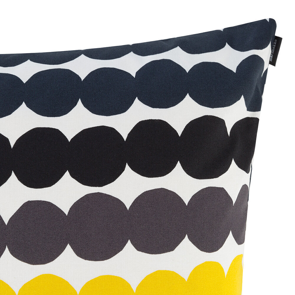 Marimekko Räsymatto -tyynynpäällinen, valko-musta-keltainen, 50 x 50 cm hinta ja tiedot | Koristetyynyt ja tyynynpäälliset | hobbyhall.fi