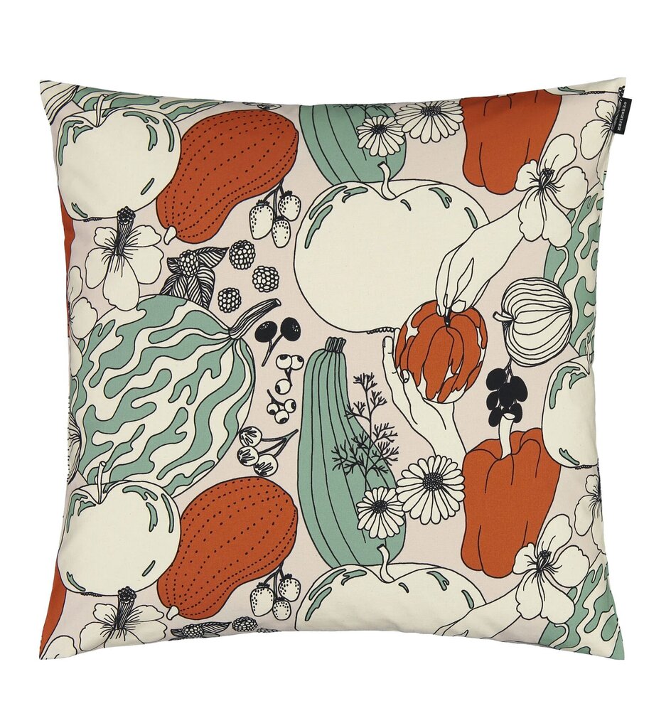 Marimekko Vihannesmaa -tyynynpäällinen, punainen, vihreä, 50 x 50 cm hinta ja tiedot | Koristetyynyt ja tyynynpäälliset | hobbyhall.fi