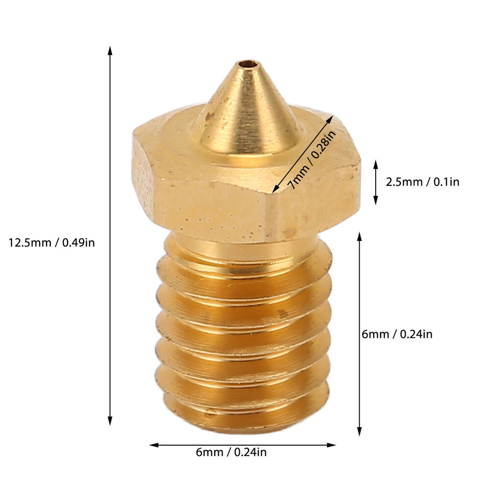 5 kpl CHT V6 3D-tulostinsuutin 3-reikäinen High Flow -tulostimen ekstruuderin messingisuuttimet 1,75 mm PLA ABS TPU PA -materiaaleille 0,2 mm hinta ja tiedot | Tulostustarvikkeet | hobbyhall.fi