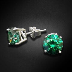 Hopeiset korvakorut "Junona (Green)" Swarovski Zirconia Pure Brilliance -kristalleilla. DS03A209 hinta ja tiedot | Korvakorut | hobbyhall.fi