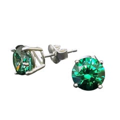 Hopeiset korvakorut "Junona (Green)" Swarovski Zirconia Pure Brilliance -kristalleilla. DS03A209 hinta ja tiedot | Korvakorut | hobbyhall.fi