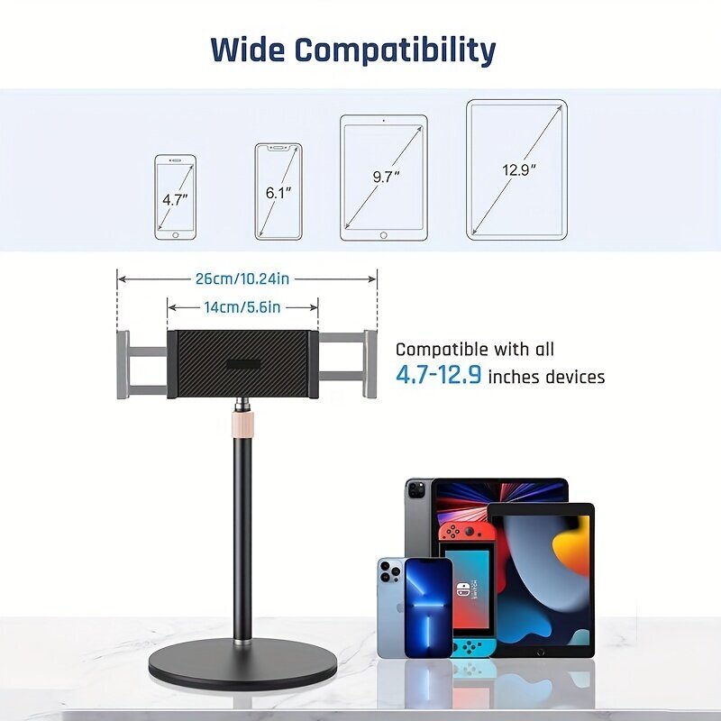 Säädettävä korkeus tabletin puhelinteline, 360° kääntyvä alumiininen metallijalusta, yhteensopiva pöytätietokoneen mustan kanssa hinta ja tiedot | Kannettavien tietokoneiden lisätarvikkeet | hobbyhall.fi