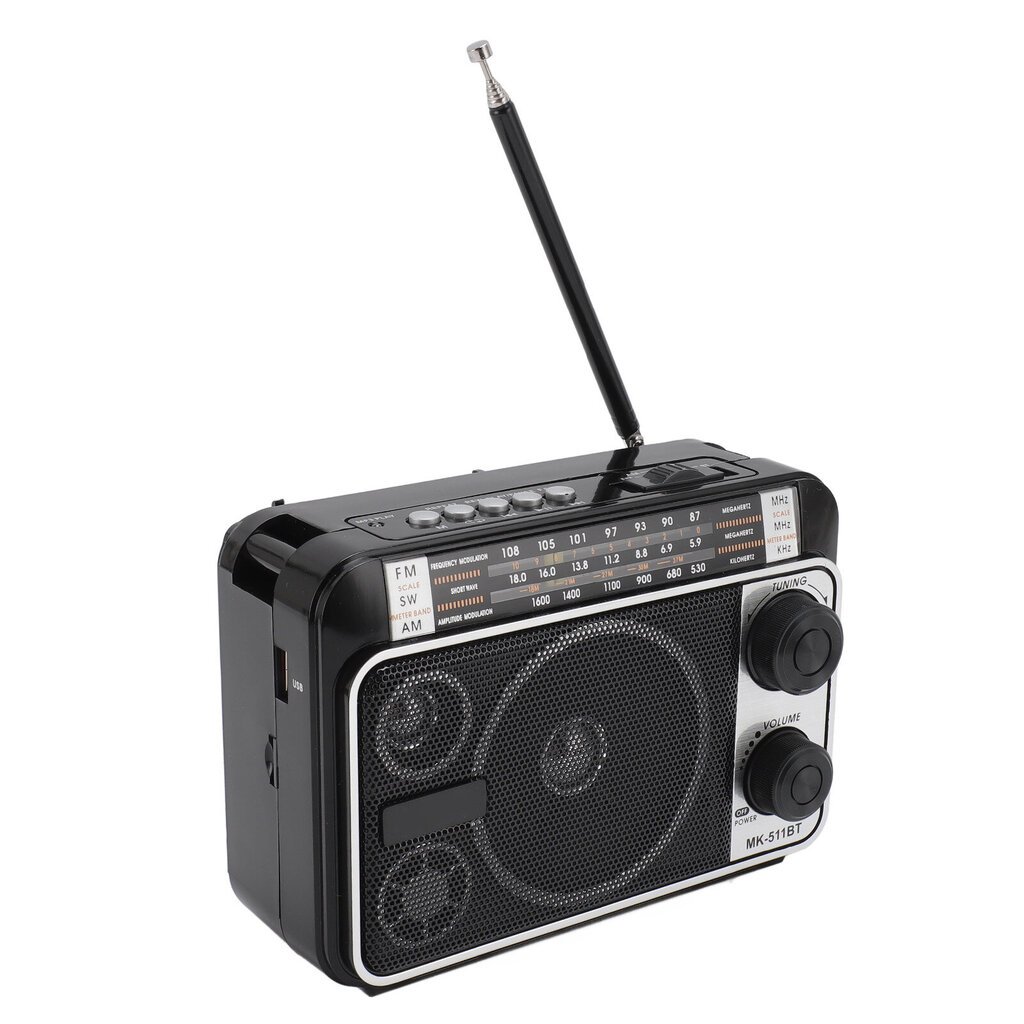 Kannettava lyhytaaltoradio FM AM SW Bluetooth 5.0 monitoimiradio teleskooppisella antennilla vanhemmille lapsille musta US Plug 110V hinta ja tiedot | Kelloradiot ja herätyskellot | hobbyhall.fi