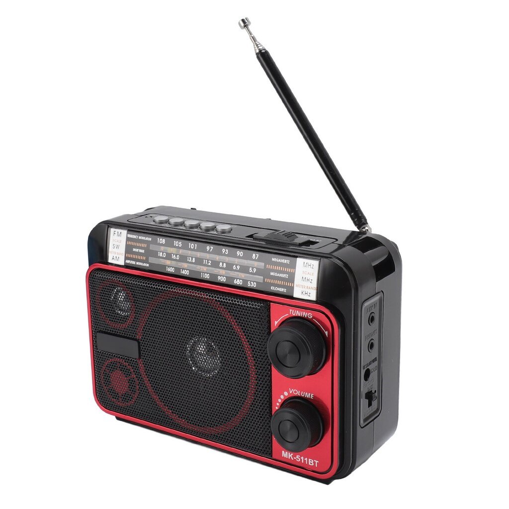 Kannettava lyhytaaltoradio FM AM SW Bluetooth 5.0 monitoimiradio teleskooppiantennilla vanhemmille lapsille Musta punainen US Plug 110V hinta ja tiedot | Kelloradiot ja herätyskellot | hobbyhall.fi