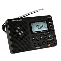 Retekes V-115 FM/AM/SW Radio Kannettava korttikaiutin MP3-soitin Äänitys musta hinta ja tiedot | Kelloradiot ja herätyskellot | hobbyhall.fi