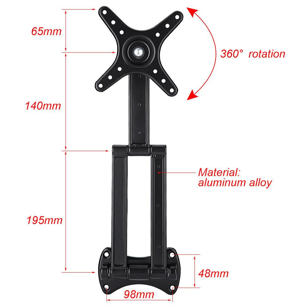 Seinäteline kallistettava, kääntyvä jalustapidike 10-27 tuuman litteän television LED LCD-näytölle hinta ja tiedot | Stereojärjestelmät | hobbyhall.fi