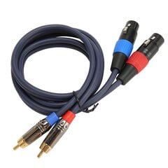 Kaksois-XLR-RCA-kaapeli Professional 24K kullattu liitin 2 XLR-naaras-2 RCA-uros HiFi-äänikaapeli 3m / 9,8ft hinta ja tiedot | Stereojärjestelmät | hobbyhall.fi