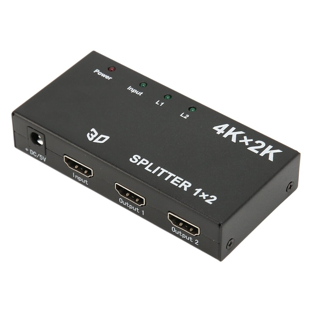 HD Multimedia Interface Splitter 1 in 2 Out 4K 2K Duplicate Mirror Screen Video Switcher verkkovirtasovittimella TV:lle 100-240 V US Plug hinta ja tiedot | Stereojärjestelmät | hobbyhall.fi