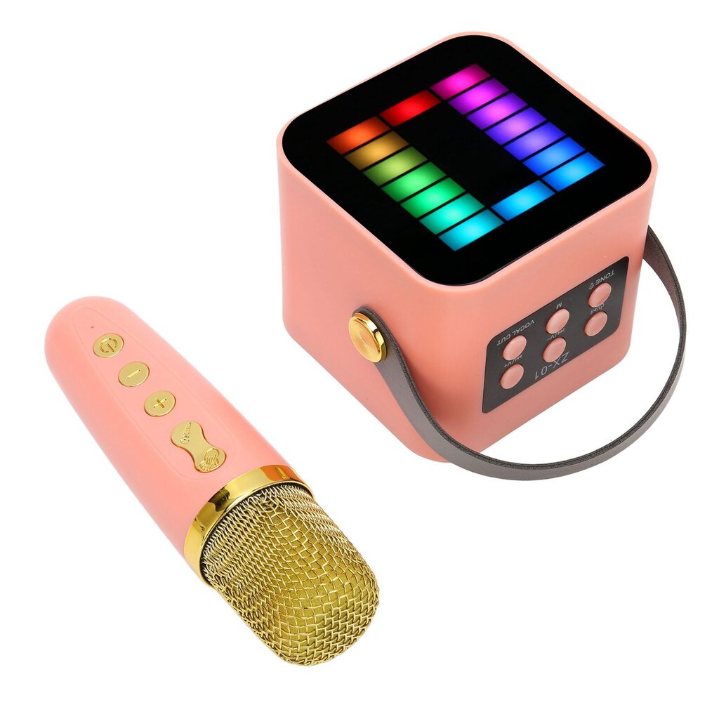 Mini Karaoke Machine Set RGB Pickup Light Digital Processing Chip Handheld Kannettava Bluetooth Kaiutin mikrofonilla Vaaleanpunainen hinta ja tiedot | Stereojärjestelmät | hobbyhall.fi