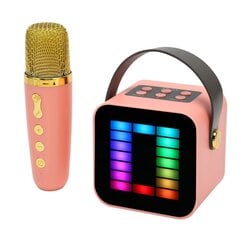 Mini Karaoke Machine Set RGB Pickup Light Digital Processing Chip Handheld Kannettava Bluetooth Kaiutin mikrofonilla Vaaleanpunainen hinta ja tiedot | Stereojärjestelmät | hobbyhall.fi