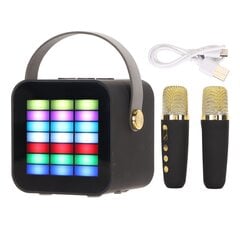 Lasten minikaraokekone BT 5.3 LED-valotehosteilla langaton Bluetooth-kaiutin ja 2 mikrofonia juhliin hinta ja tiedot | Stereojärjestelmät | hobbyhall.fi