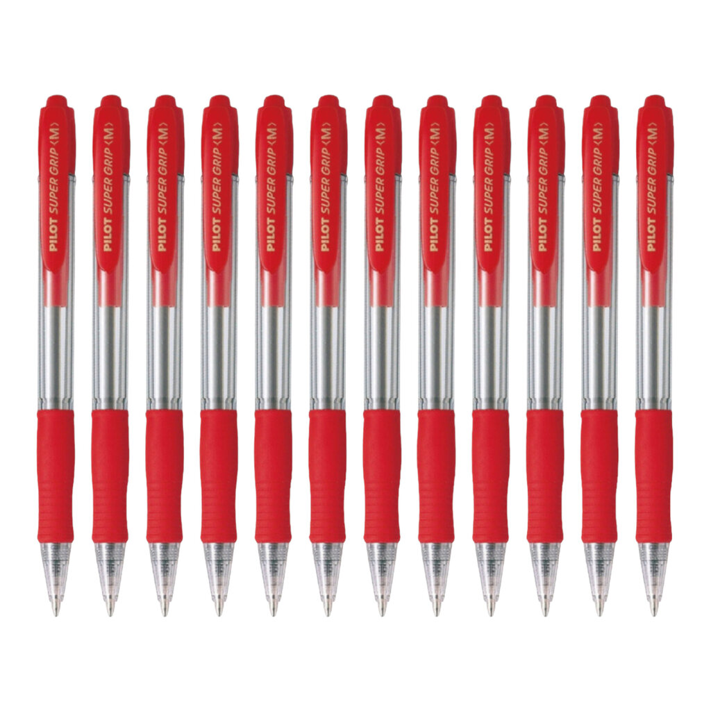 Pilot Super Grip Boligraph | 1,0 mm kärki | Sensitive Sensitive öljypohjainen mustekynä | Tartu Caucho | Saatavilla 6 väriä 12 x punainen hinta ja tiedot | Toimistotarvikkeet | hobbyhall.fi